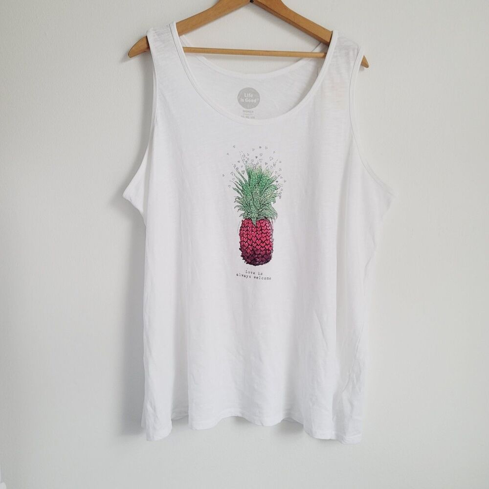 NW TLife is Good Womens Classic Fit Tank Top Size XL White